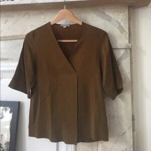 New COS tailored surplice faux wrap v-neck empire waist relaxed popover blouse